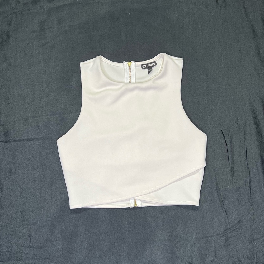 Express White Crop Tank Top